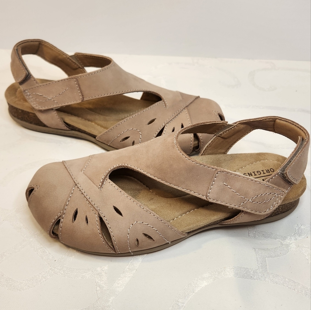 Earth Origins Etbirdine Comfort Support Tan Leather Slip On Sandal Size 7M - Picture 2 of 10